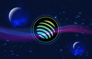 Jupiter-jup sanal para biriminin dijital arkaplan resmi. 3d çizimler.