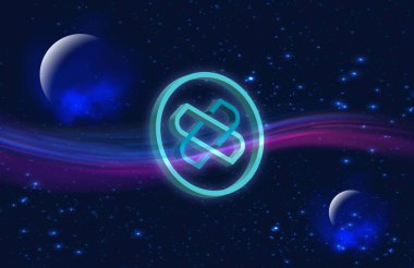 Dijital arkaplanda ağ dokuması şifreli para birimi logoları var. 3d illüstrasyon.