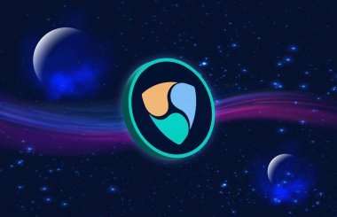 Dijital arkaplanda nem-xem kripto para birimi resimleri. 3d illüstrasyon.