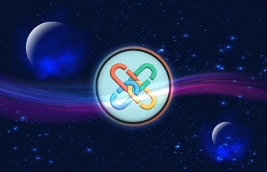 Dijital arkaplanda zincir-pcx kripto para birimi resimleri. 3d illüstrasyon.