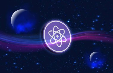 Dijital arkaplanda proton-xpr kripto para birimi resimleri. 3d illüstrasyon.