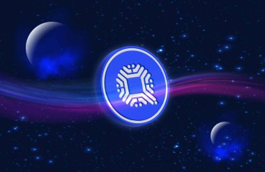 Dijital arkaplanda qtum şifreleme resimleri. 3d illüstrasyon.