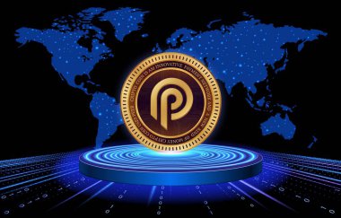 Dijital arkaplanda Pyth network para logosu resmi. 3d illüstrasyon.