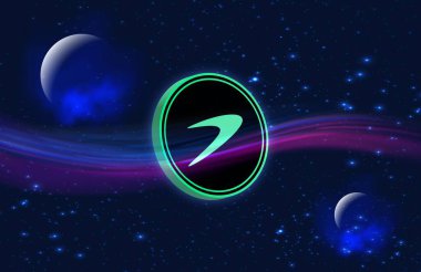 Tellor-trb şifreleme logoları dijital arkaplanda. 3d illüstrasyon.