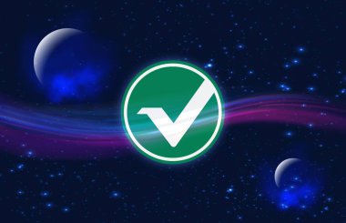 vertcoin-vtc cryptocurrency logos on digital background. 3d illustrations. clipart