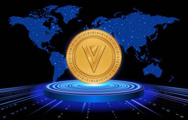 dijital arkaplanda verge-xvg sanal para birimi resmi. 3d illüstrasyon.