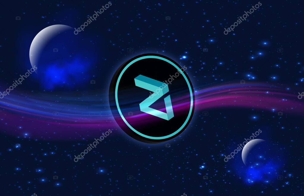 Zilliqa-zil virtual currency images. 3d illustrations.
