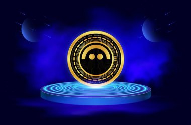 Dijital arkaplanda AVE sanal para birimi resimleri. 3d illüstrasyon