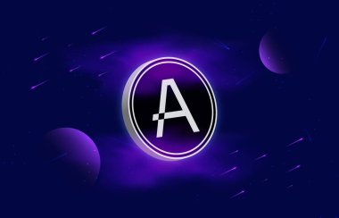 Dijital arkaplanda aleo sanal para birimi resimleri. 3d illüstrasyon