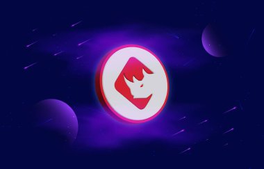 Dijital arkaplanda binaryx-bnx para logosu resimleri. 3d illüstrasyon.