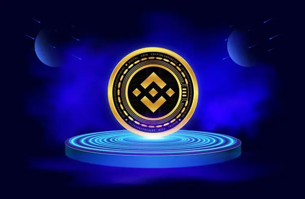 stock image binance-bnb virtual currency image in the digital background. 3d illustrations.