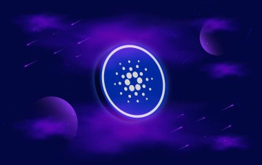Dijital arkaplanda cardano-ada sanal para birimi resmi. 3d illüstrasyon.