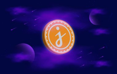 jascoin-jasmy şifreleme resimleri dijital arkaplanda. 3d illüstrasyon.