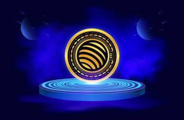 Jupiter-jup sanal para biriminin dijital arkaplan resmi. 3d çizimler.