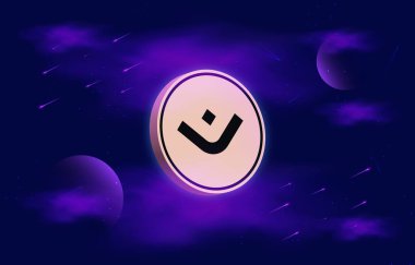Dijital arkaplanda mantra-om kripto para birimi logoları. 3d illüstrasyon.