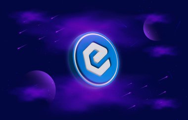 Dijital arkaplanda ecash-xec sanal para birimi resmi. 3B çizimler.