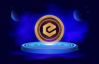 Dijital arkaplanda ecash-xec sanal para birimi resmi. 3B çizimler.