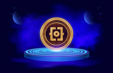 Dijital arkaplanda Ordi kripto para biriminin görüntüleri. 3d illüstrasyon.