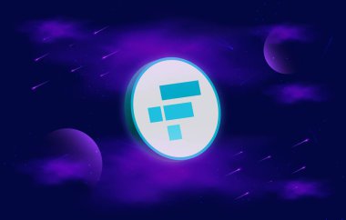 Dijital arkaplanda ftx token-ftt şifreli para birimi logoları. 3d illüstrasyon.