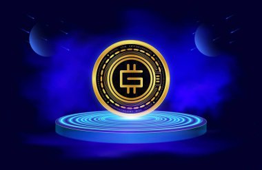 Dijital arkaplanda yeşil meta-gmt şifreli para birimi logoları. 3d illüstrasyon.