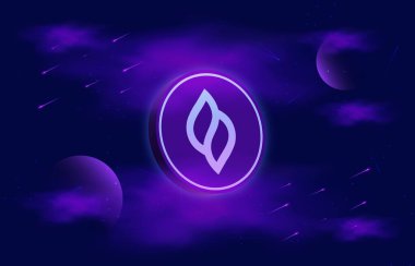 Seedify.fon- sanal para birimi görüntüleri dijital arkaplanda. 3d illüstrasyon