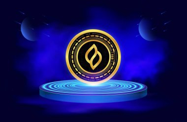 Seedify.fon- sanal para birimi görüntüleri dijital arkaplanda. 3d illüstrasyon