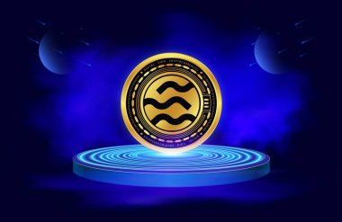 Dijital arkaplanda sei şifreli para birimi logoları var. 3d illüstrasyon.