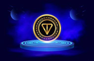 Dijital arka planda tonluk sanal para birimi görüntüleri. 3d illüstrasyon.