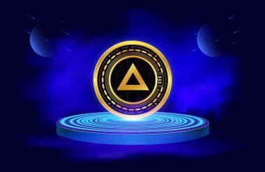 Dijital arkaplanda xai kripto para birimi resimleri. 3d illüstrasyon.