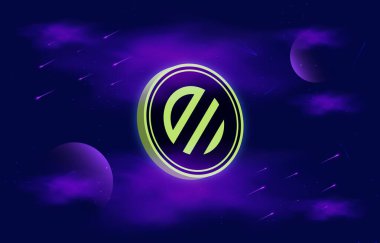 Renzo-rez 'in dijital arka plandaki kripto para birimi görüntüsü. 3B çizimler.