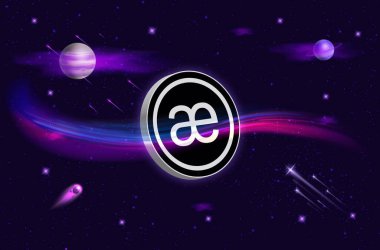 Dijital arkaplanda aevo kripto para birimi resmi. 3B çizimler.