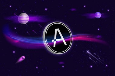 Dijital arkaplanda aleo sanal para birimi resimleri. 3d illüstrasyon