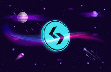 bitget token-bgb dijital arkaplanda şifreli para birimi logoları. 3d illüstrasyon.