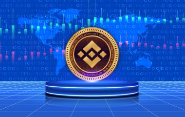 dijital arkaplanda binance-bnb sanal para birimi resmi. 3d illüstrasyon.