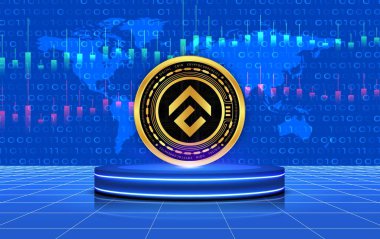 Dijital arkaplanda konfüks-cfx şifreli para birimi logosu resimleri. 3d illüstrasyon.