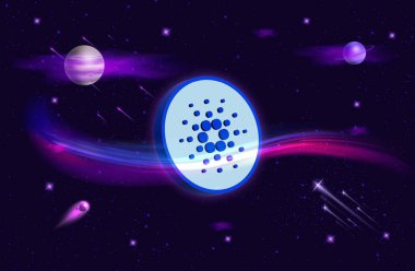 Dijital arkaplanda cardano-ada sanal para birimi resmi. 3d illüstrasyon.