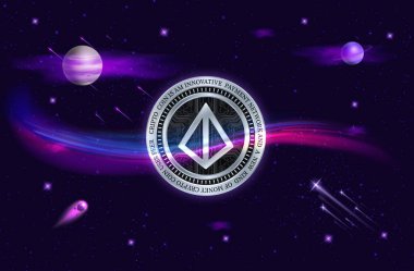 Dijital arkaplanda Loopring-lrc şifreli para birimi logoları. 3d illüstrasyon.