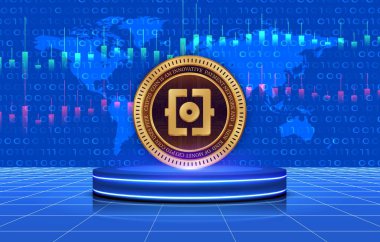 images of ordi crypto currency on digital background. 3d illustrations. clipart