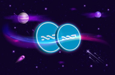 nxt şifreli para birimi resimleri dijital arkaplanda. 3d illüstrasyon.