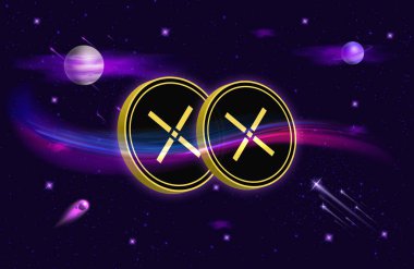 Pundi x-pundix şifreleme resimleri dijital arkaplanda. 3d illüstrasyon.