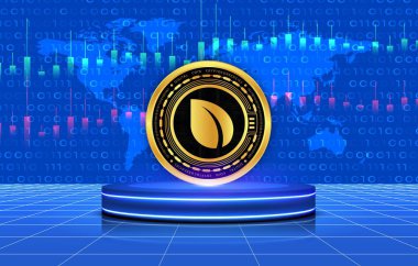 Dijital arkaplanda Peercoin-ppc şifreli para birimi resimleri. 3d illüstrasyon.