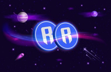 Dijital arkaplanda ronin-ron kripto para birimi görüntüleri. 3d illüstrasyon.