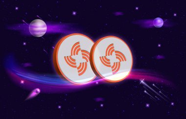 Dijital arkaplanda streamr-data şifreleme logolarının görüntüleri. 3d illüstrasyon.