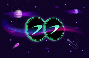 Tellor-trb şifreleme logoları dijital arkaplanda. 3d illüstrasyon.