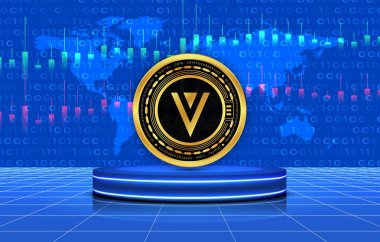 verge-xvg virtual currency image in the digital background. 3d illustrations. clipart