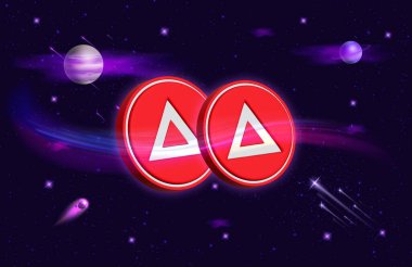 Dijital arkaplanda xai kripto para birimi resimleri. 3d illüstrasyon.