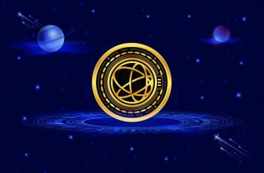 Dijital arkaplanda Celestia-tia şifreli para birimi logoları var. 3d illüstrasyon.