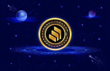 Dijital arkaplanda bileşik şifreli para birimi görüntüleri. 3d illüstrasyon.