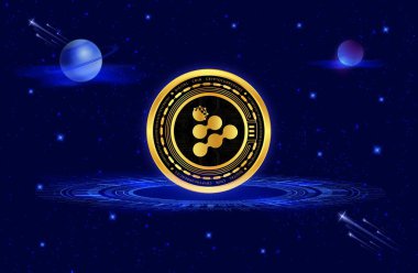 Dijital arkaplanda iexec-rlc şifreli para birimi resimleri. 3d illüstrasyon.