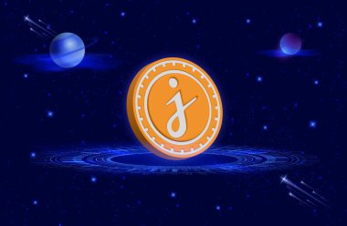 jascoin-jasmy şifreleme resimleri dijital arkaplanda. 3d illüstrasyon.